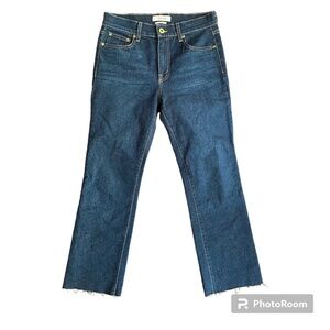 pistola Denim Cropped Straight Leg Jeans Size 27 Dark Wash Frayed